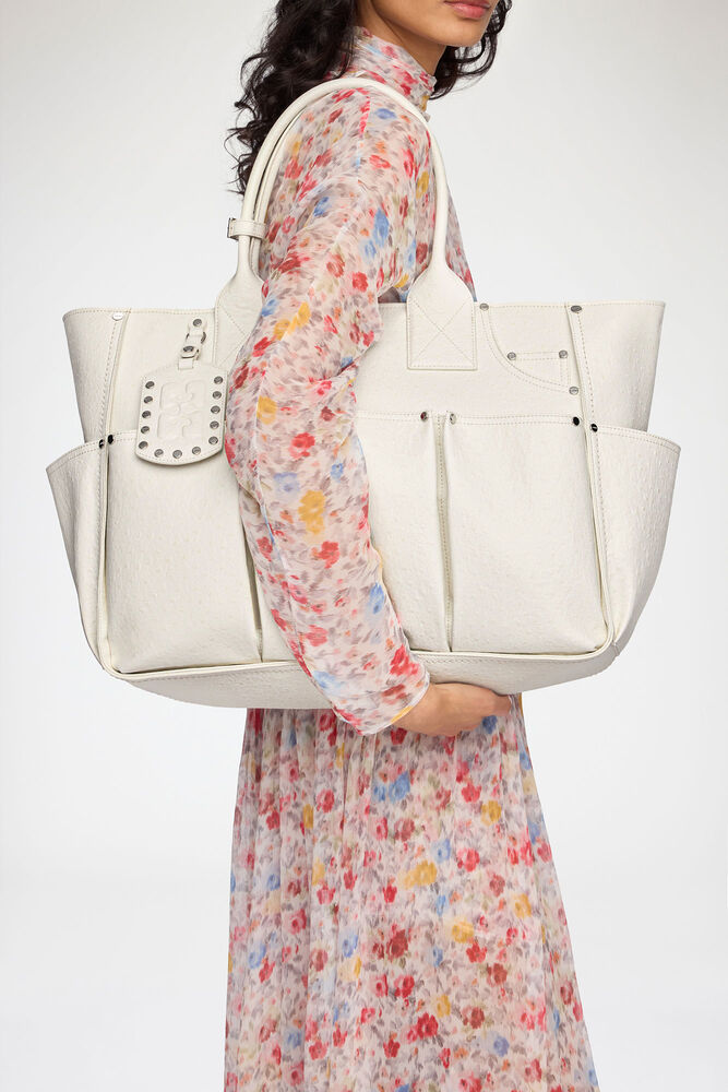 Posy Bag in White Ostrich, Egret