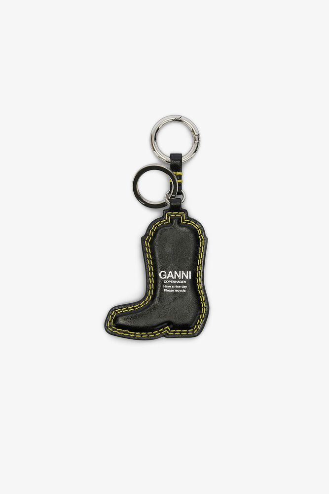 Western Boot Keyring in Black, Blazing Yellow