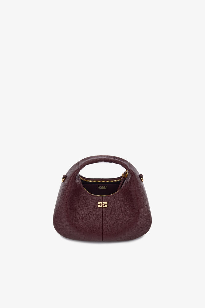 Mini Hobo Bag in Grained Burgundy, Port Royale