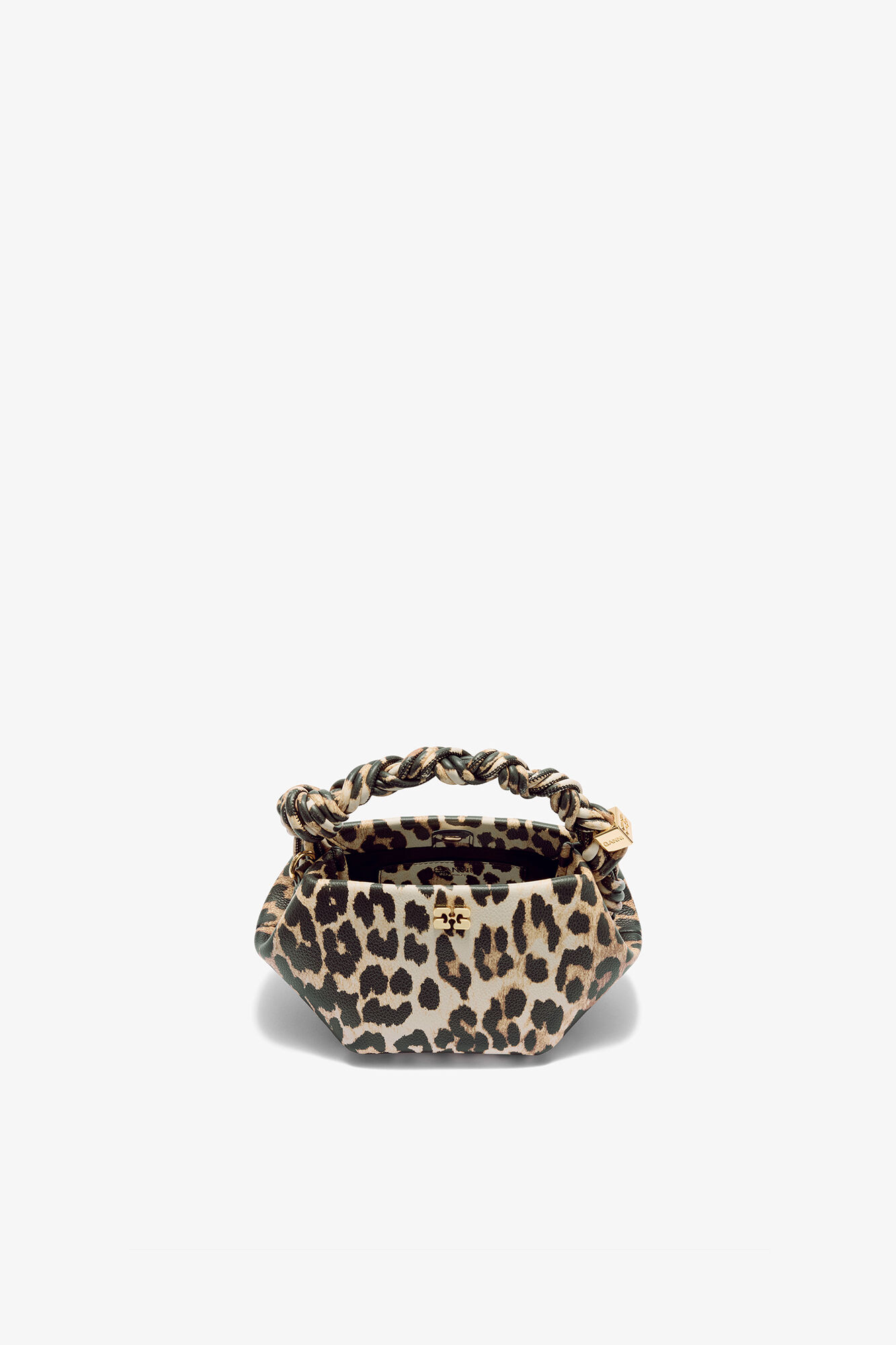 Mini Bou Bag in Grained Leopard, Recycled Polyester, in colour Almond Milk - 4 - GANNI