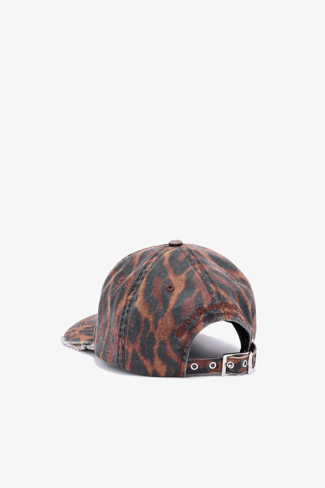 Cap in Ocelot-Leopard, Organic Cotton, in colour Rawhide - 2 - GANNI