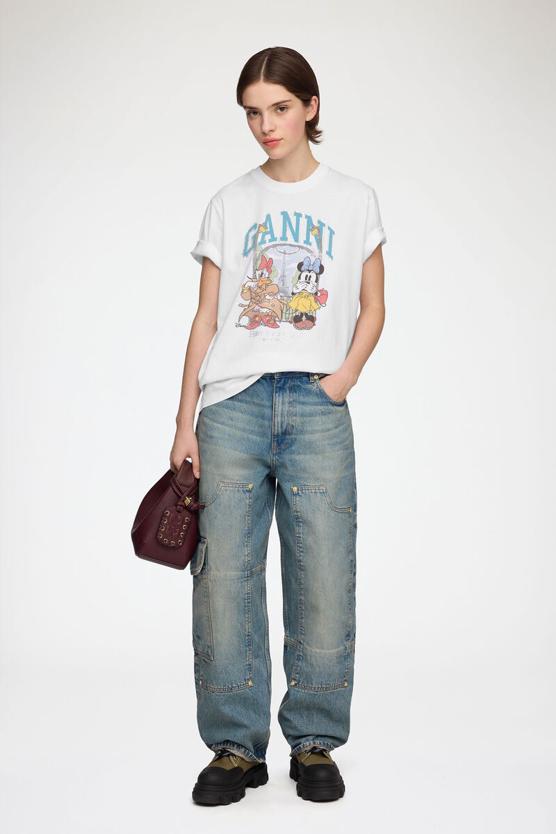 T-shirt with Minnie Mouse & Daisy Duck, Organic Cotton, in colour Bright White - 2 - GANNI