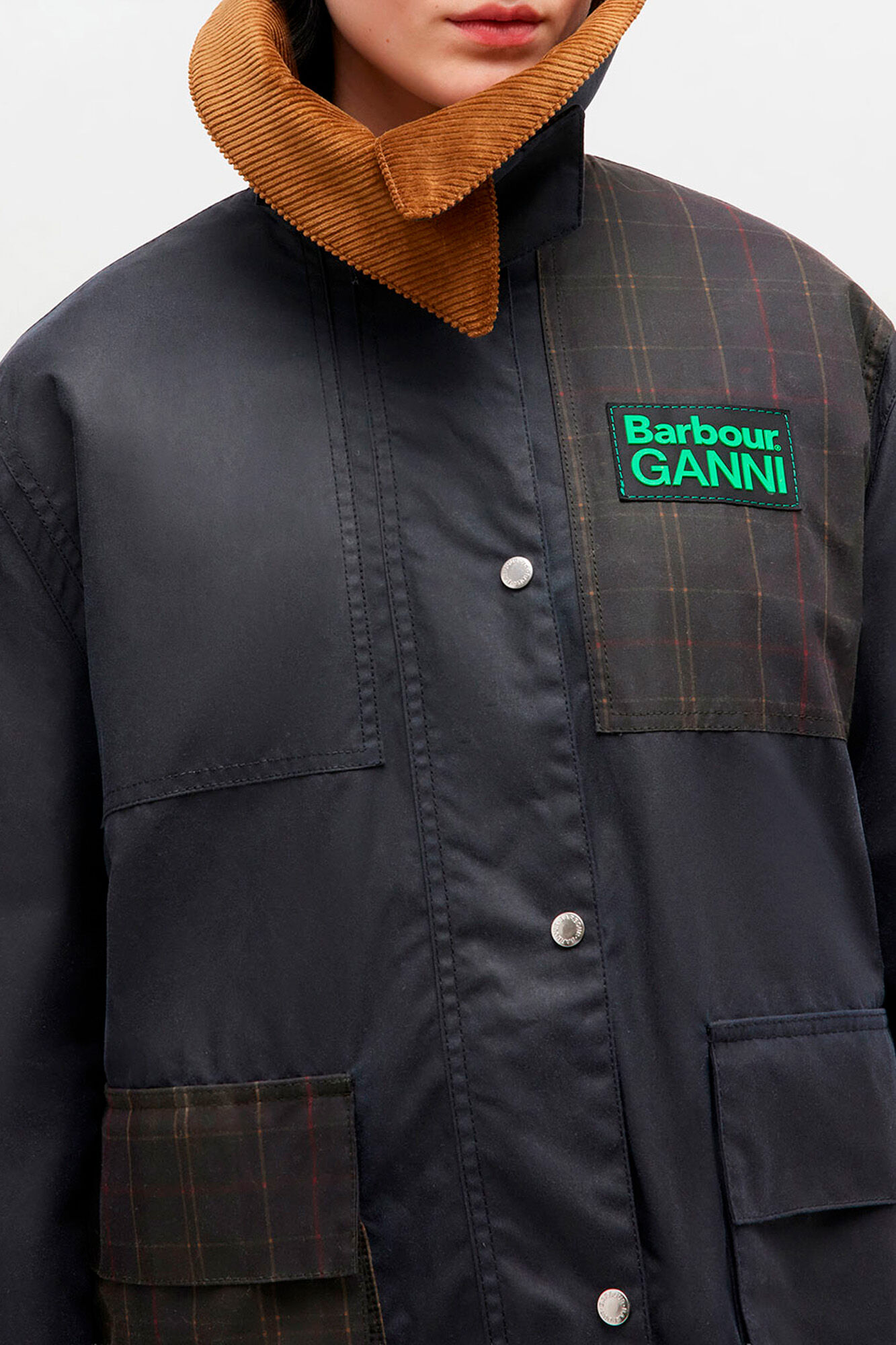 Waxed Jacket in Blue, Cotton, in colour Sky Captain - 3 - GANNI