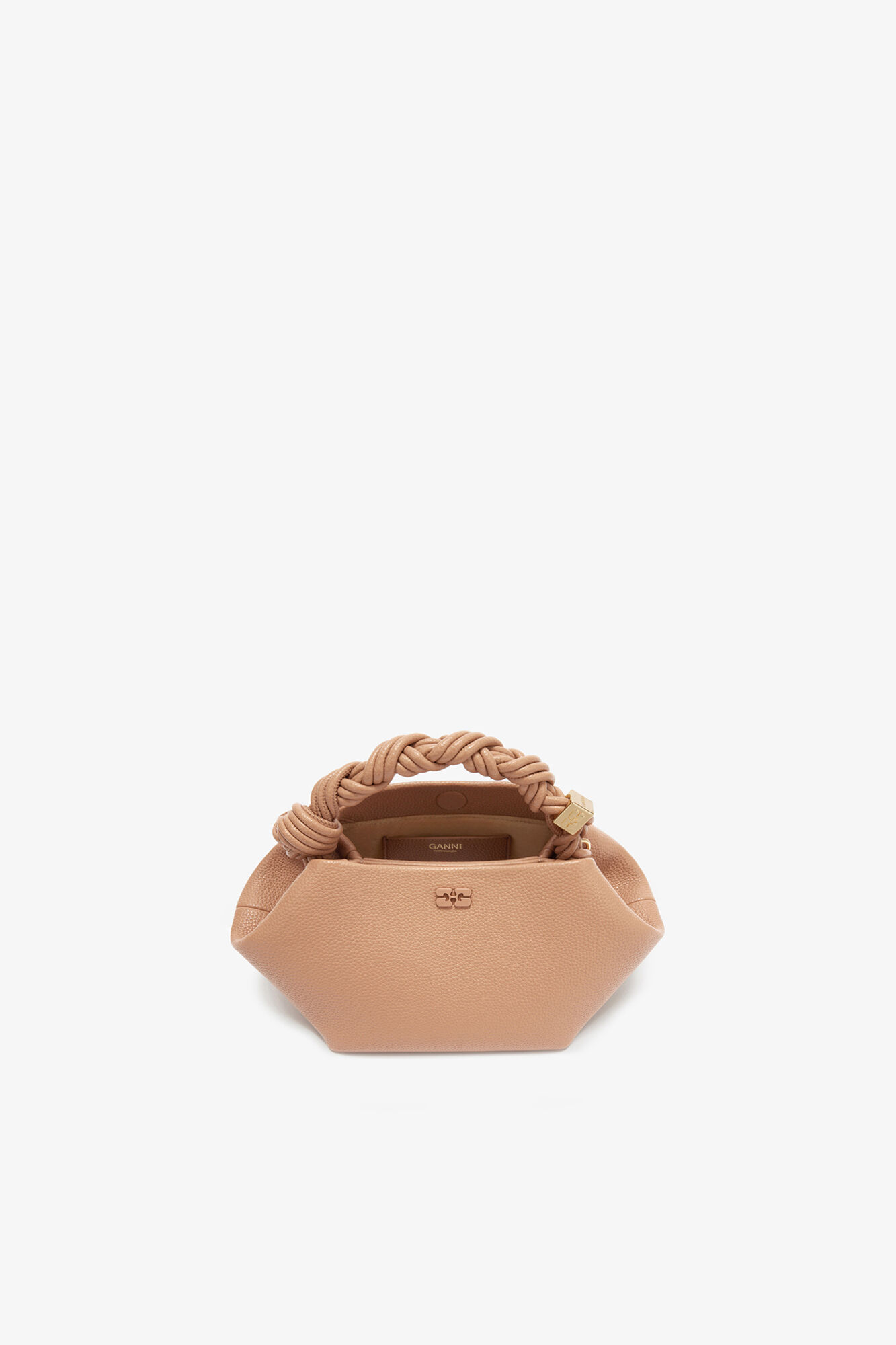 Small Bou Bag in Grained Brown, Polyurethane, in colour Tawny Birch - 3 - GANNI