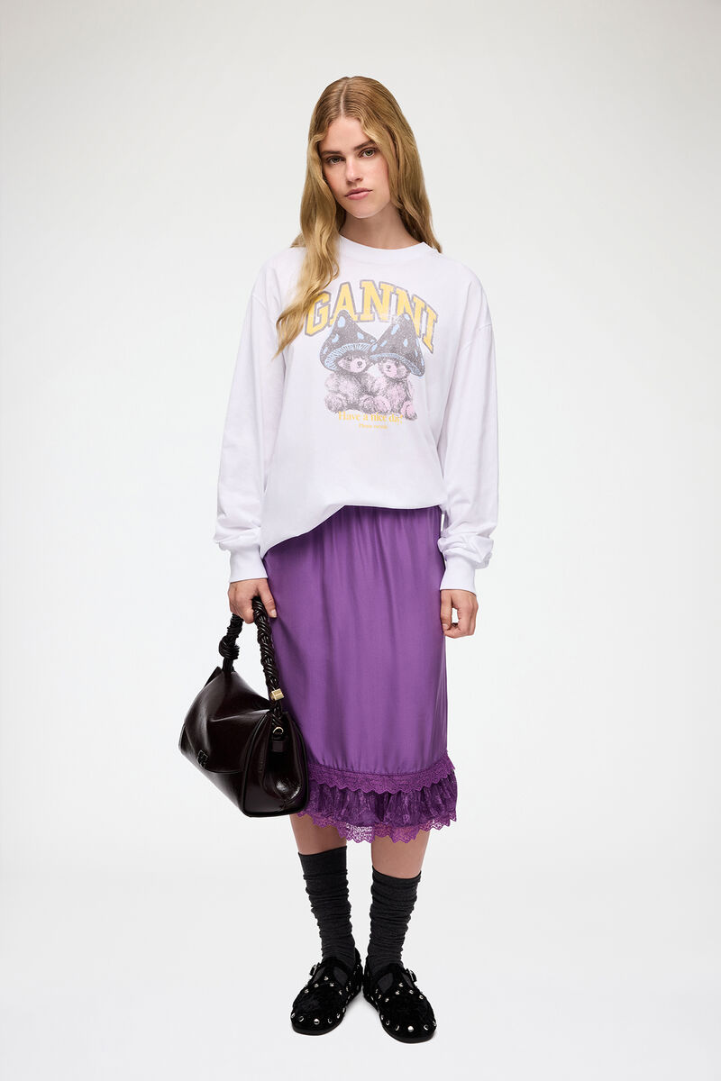Skirt in Purple Silk, Viscose, in colour Bright Violet - 1 - GANNI