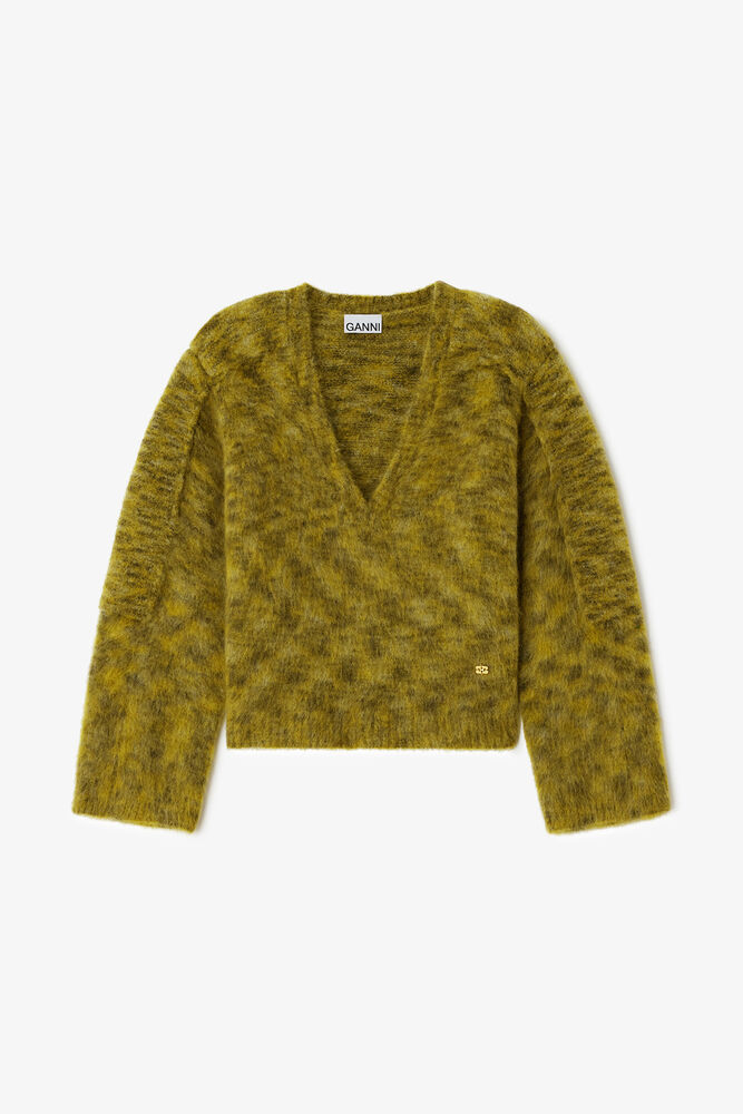 Sweater in Brushed Mohair, Military Olive