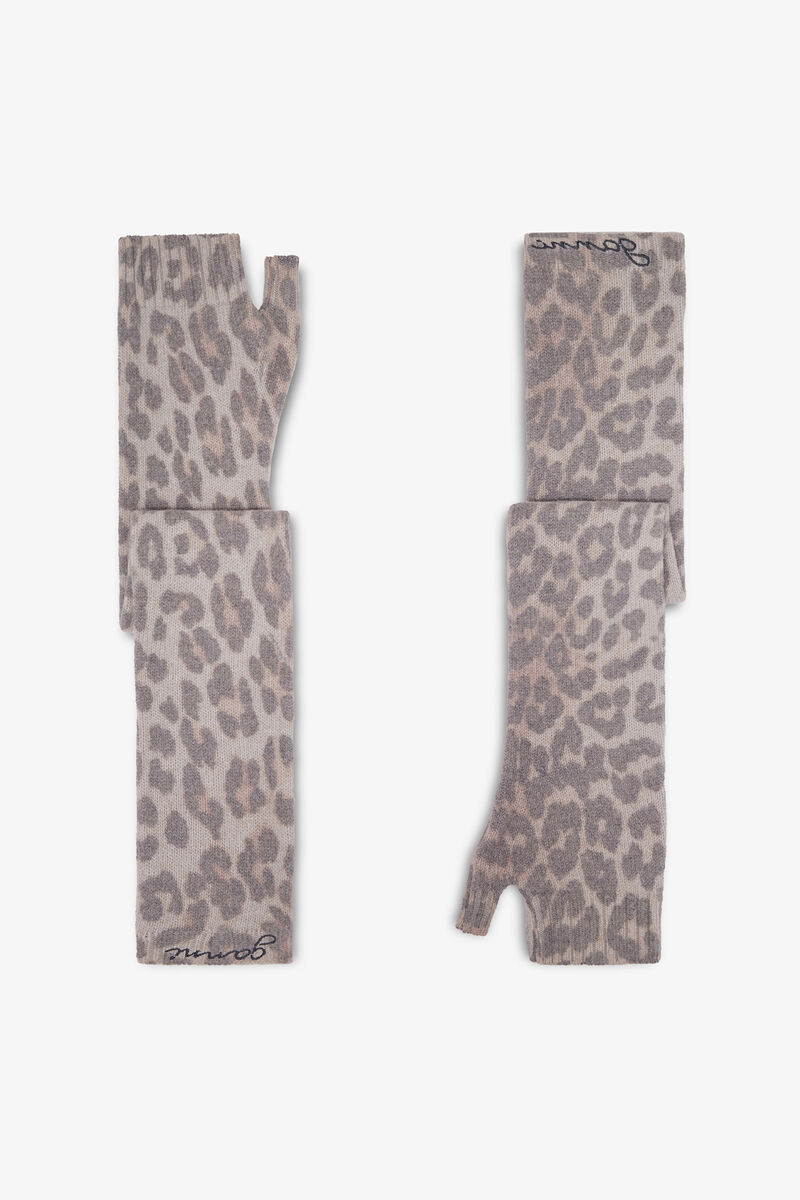 Printed Wool Knit Warmers, Wool, in colour Almond Milk - 1 - GANNI