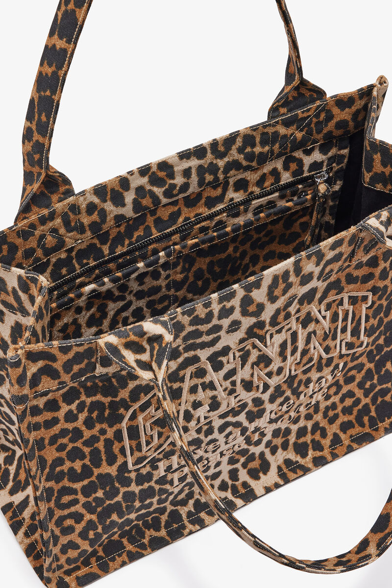 Große Shopper in Leopard, Recycled Cotton, in colour Leopard - 3 - GANNI