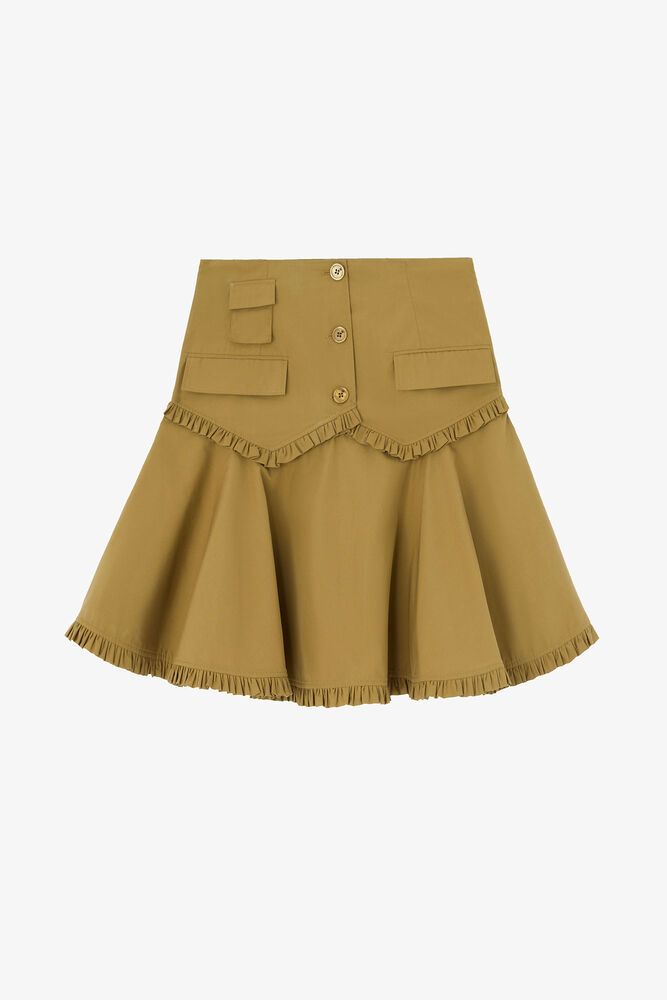 Skirt in Stretch Cotton, Military Olive