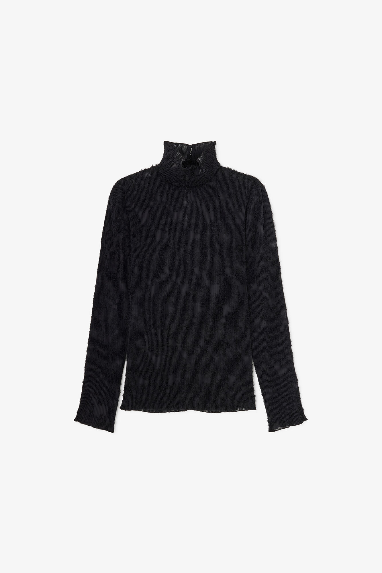 Turtleneck in Black Fil Coupe, Recycled Polyester, in colour Black - 1 - GANNI