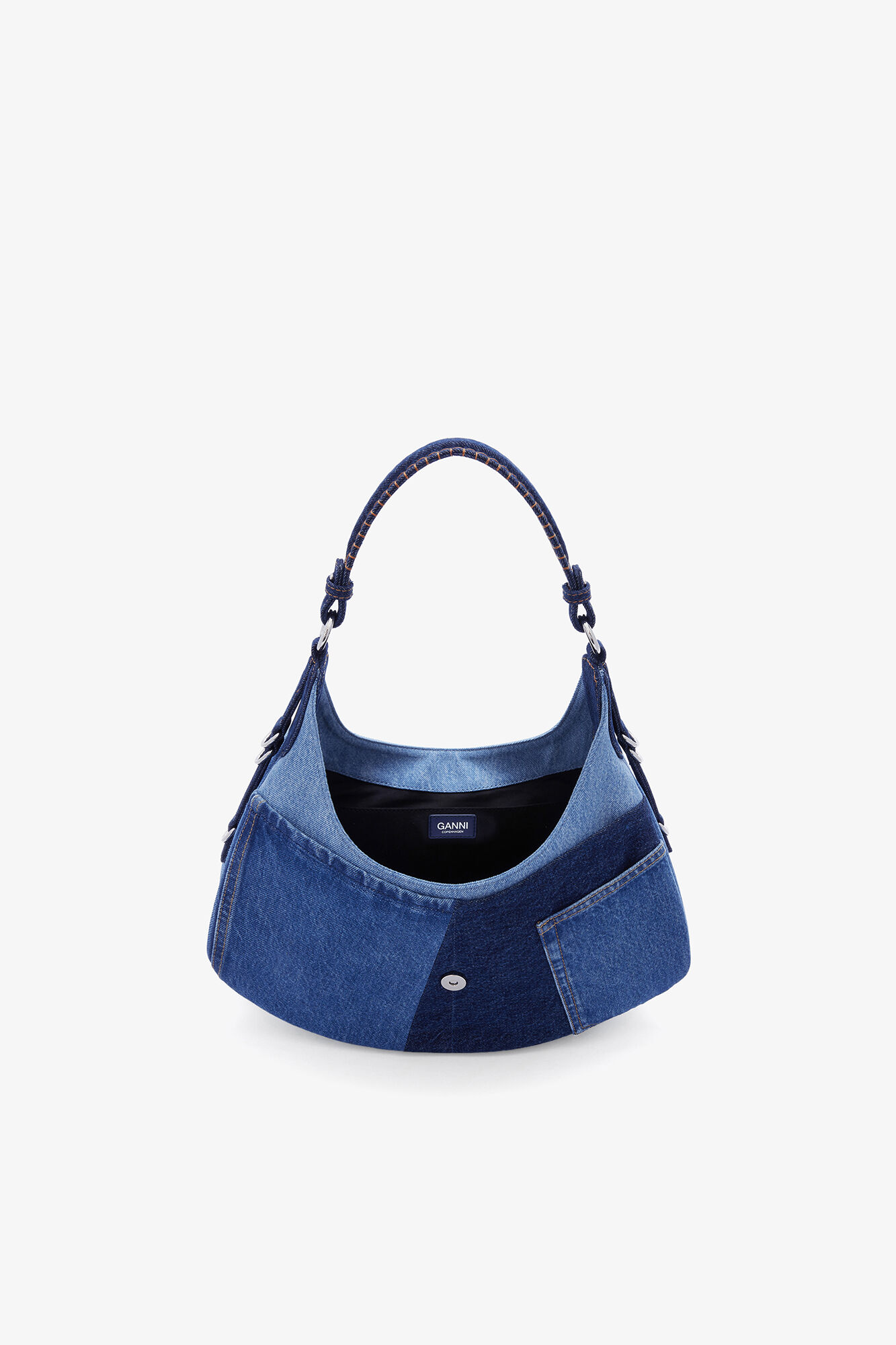 Kleine Kat Tasche in Denim, Organic Cotton, in colour Mid Blue Vintage - 3 - GANNI