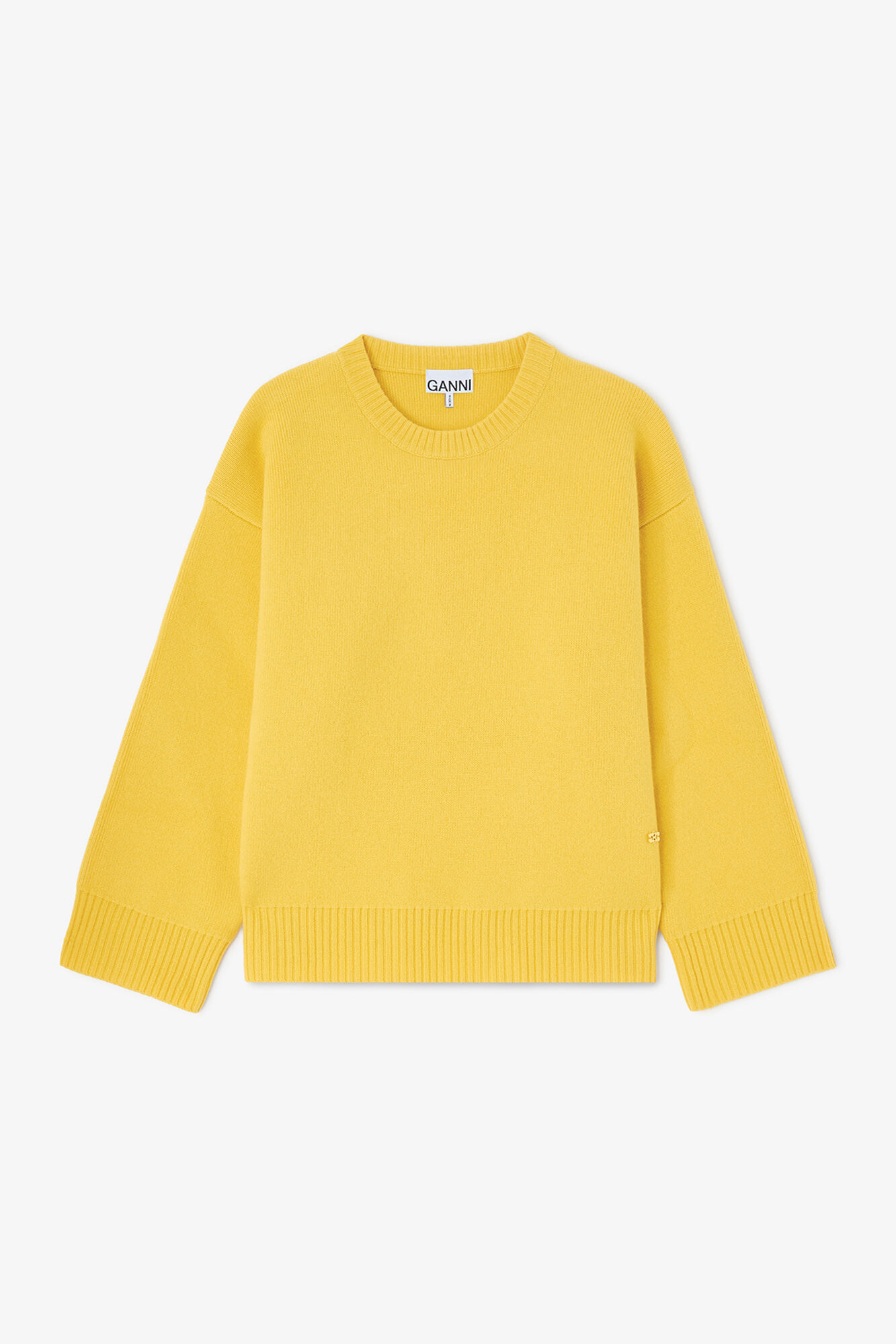 Gulstickad tröja, Wool, in colour Lemon - 1 - GANNI
