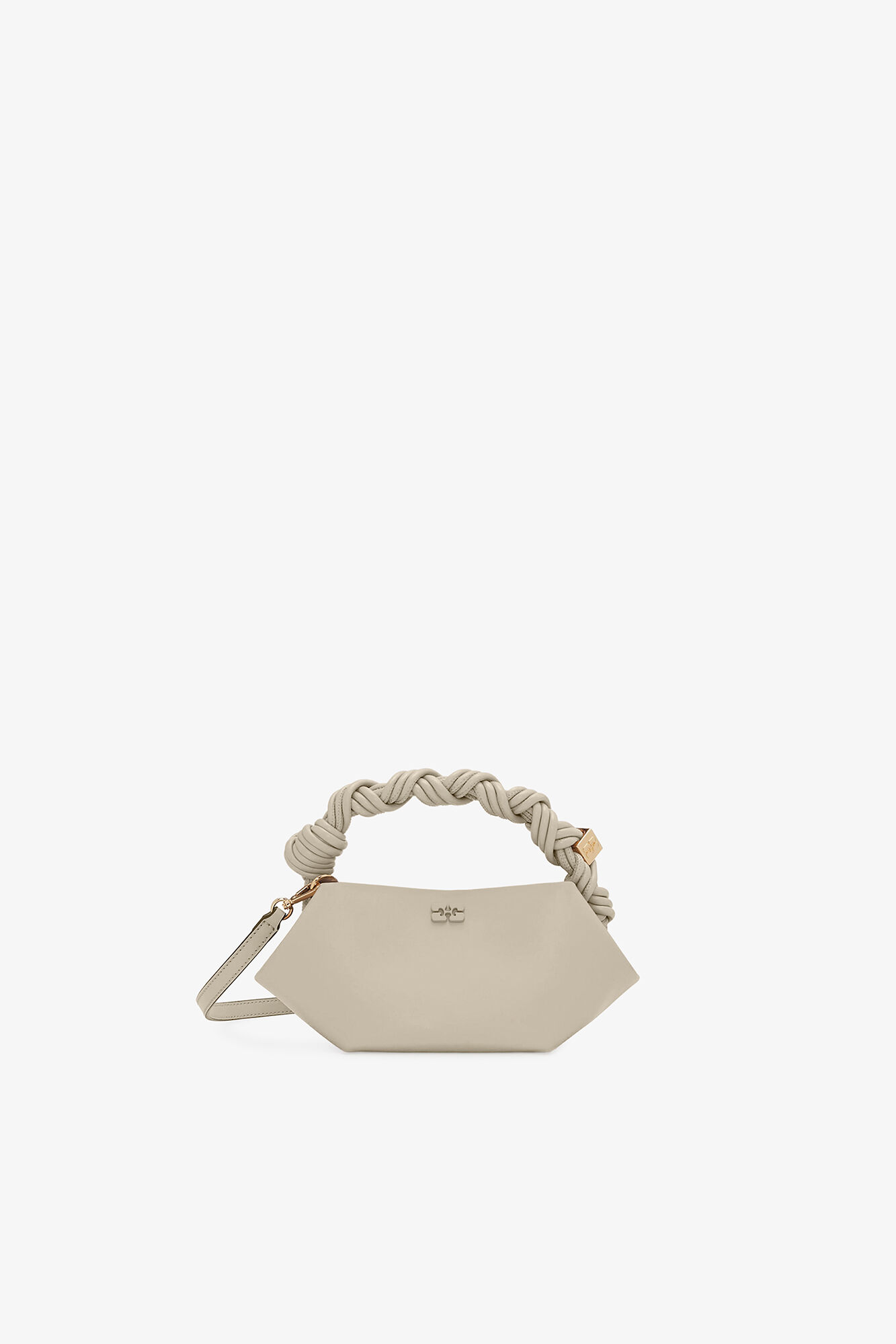 Mini Bou Bag in Light Grey , Recycled Leather, in colour Oyster Gray - 1 - GANNI