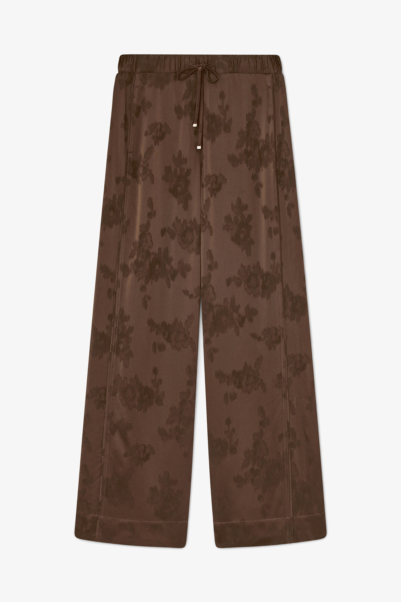Trousers in Brown Satin, Acetate, in colour Demitasse - 1 - GANNI