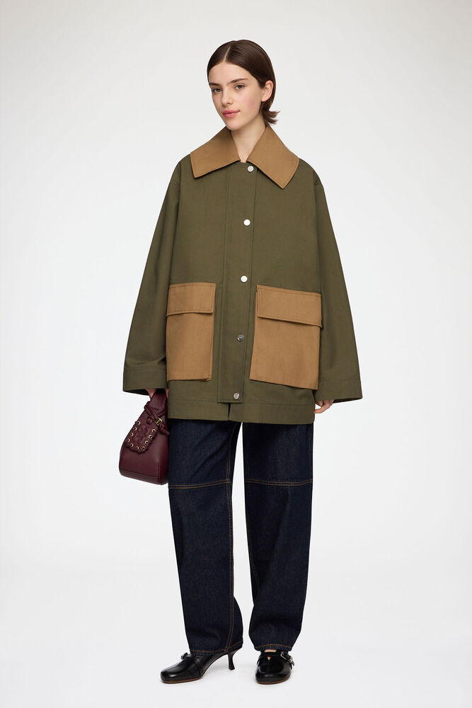 Jacket in Green Canvas, Military Olive