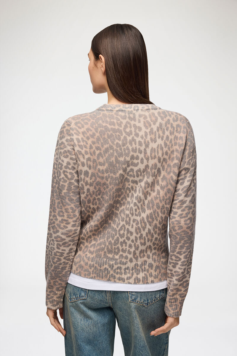 Jumper with Tiger, Wool, in colour Almond Milk - 3 - GANNI
