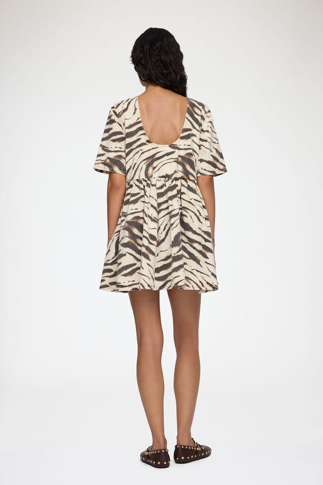 Dress in Zebra Denim, Egret