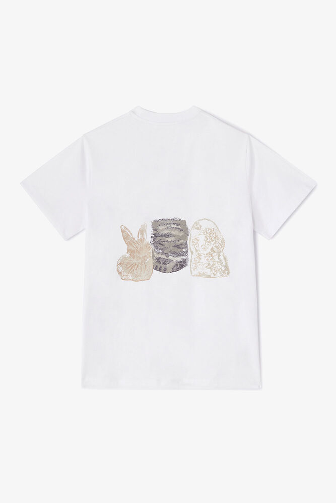 White Animals Print T-shirt, Bright White