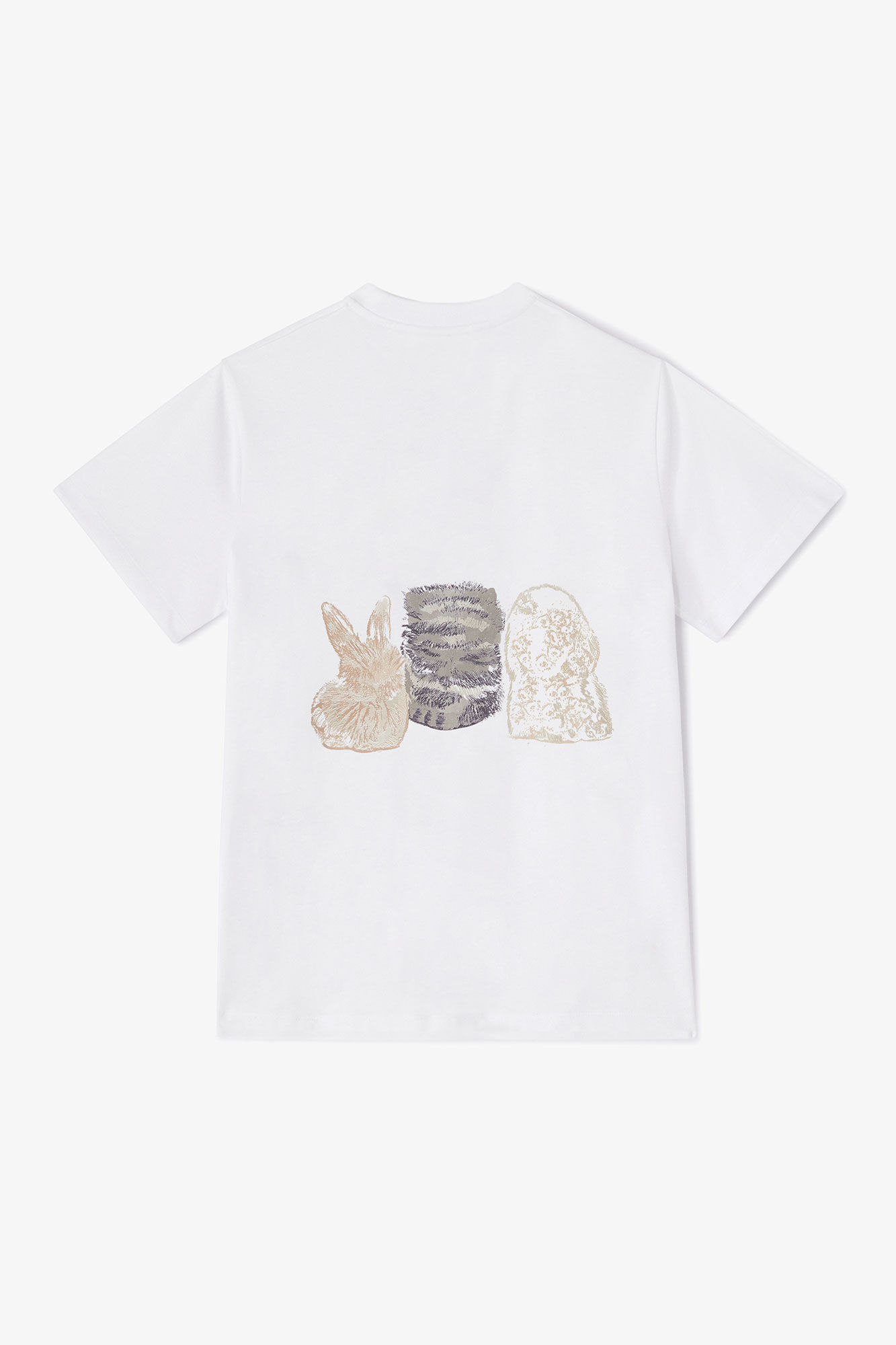 White Animals Print T-shirt, Organic Cotton, in colour Bright White - 2 - GANNI