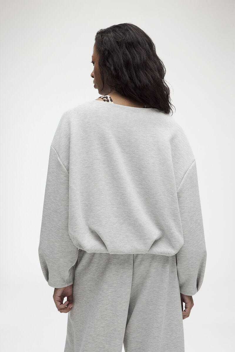 Brushed Softstreme Slouch Pullover, Recycled Polyester, in colour Heathered Core Ultra Light Grey - 3 - GANNI