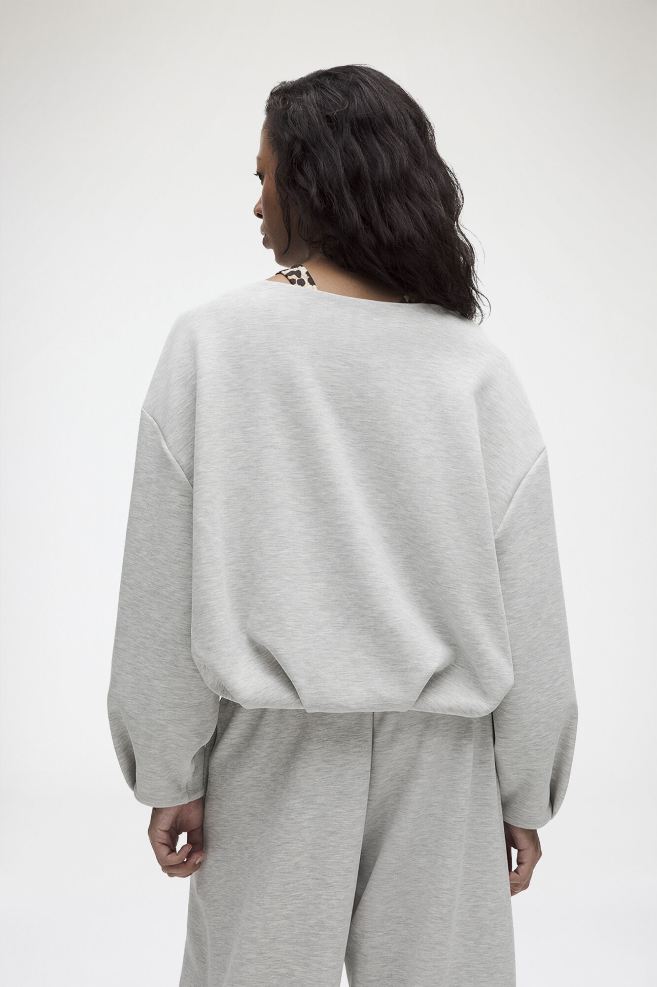 Brushed Softstreme Slouch Pullover, Recycled Polyester, in colour Heathered Core Ultra Light Grey - 3 - GANNI