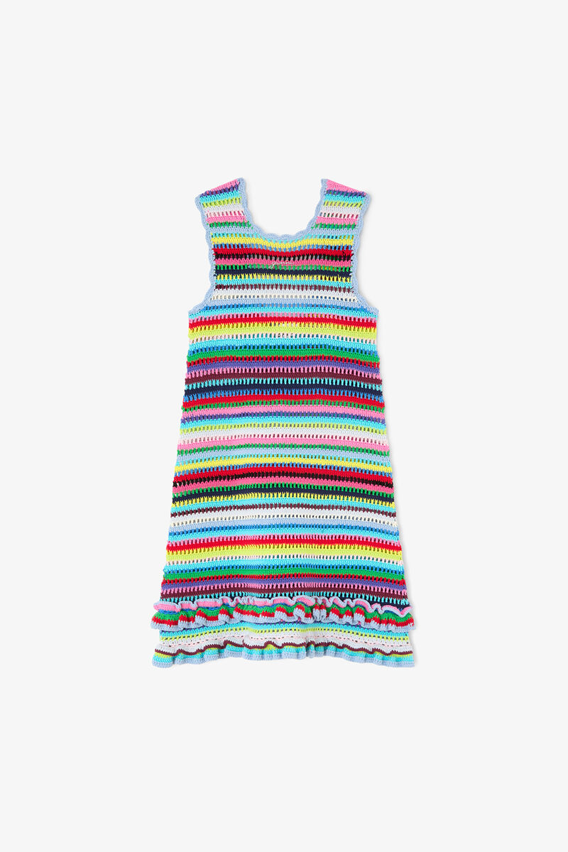 Heklet kjole med striper, Organic Cotton, in colour Multicolour - 1 - GANNI