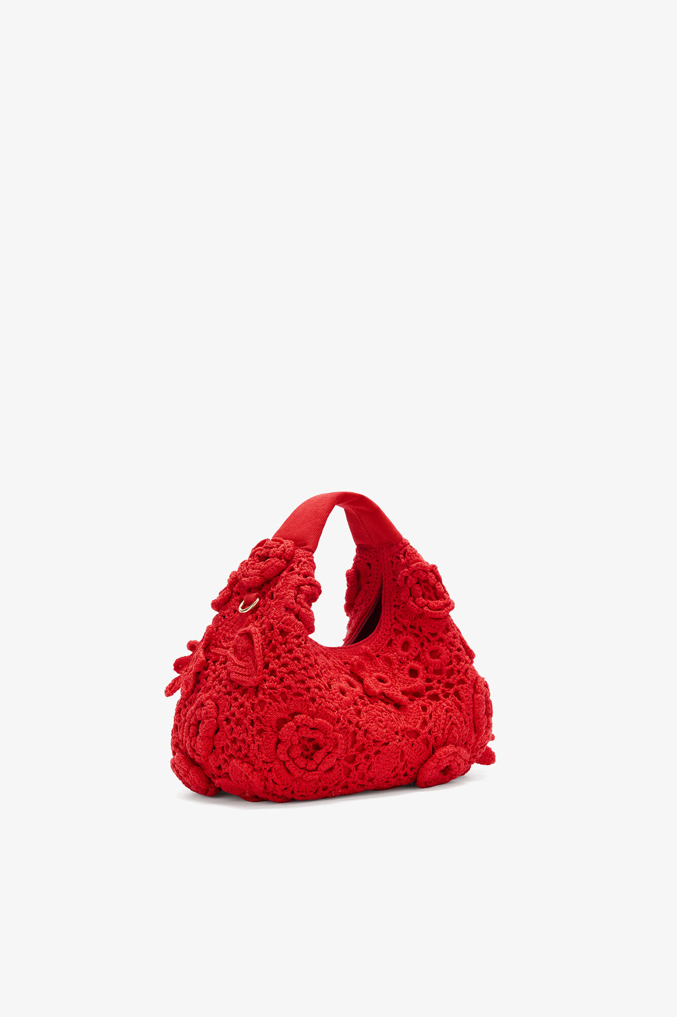 Mini Hobo Bag in Red Crochet, Organic Cotton, in colour Goji Berry - 2 - GANNI