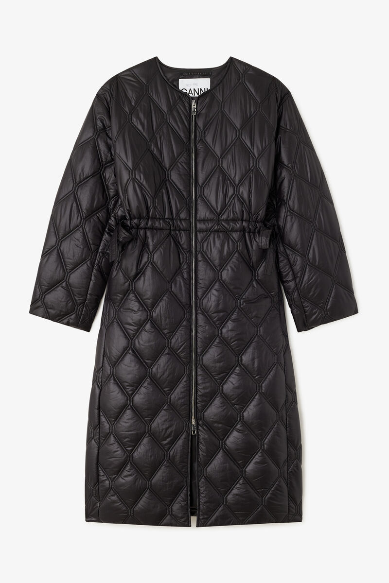 Kappa i svart kvilt, Recycled Polyamide, in colour Black - 1 - GANNI
