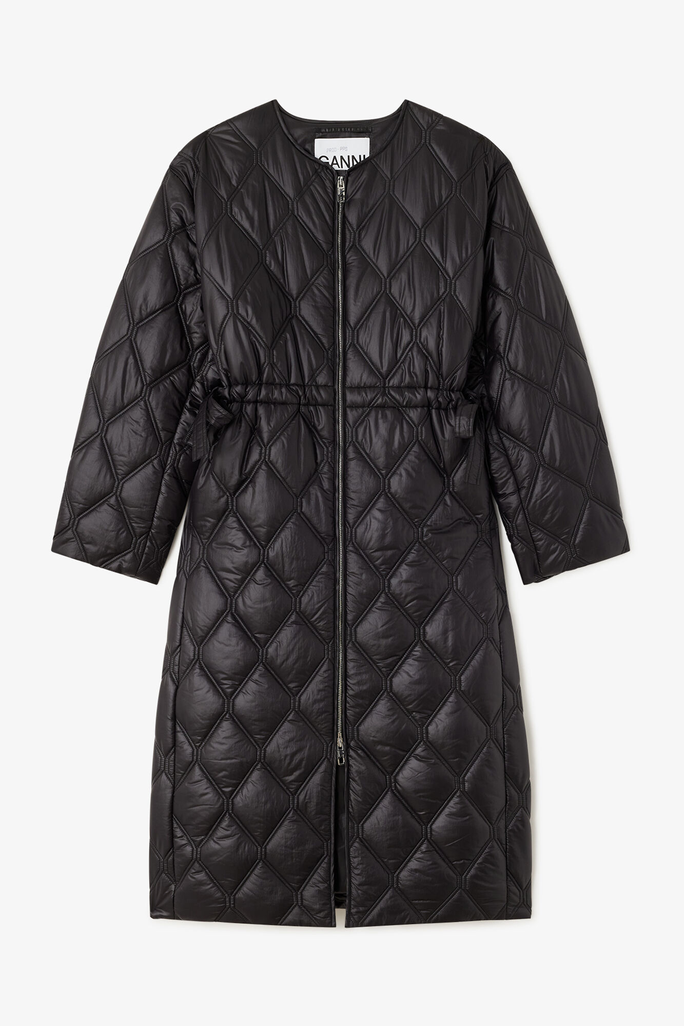 Kappa i svart kvilt, Recycled Polyamide, in colour Black - 1 - GANNI