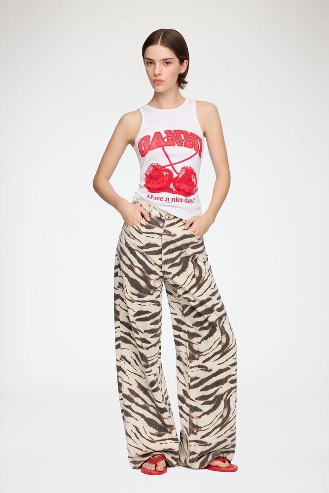 Lari wide jeans i zebra denim, Egret
