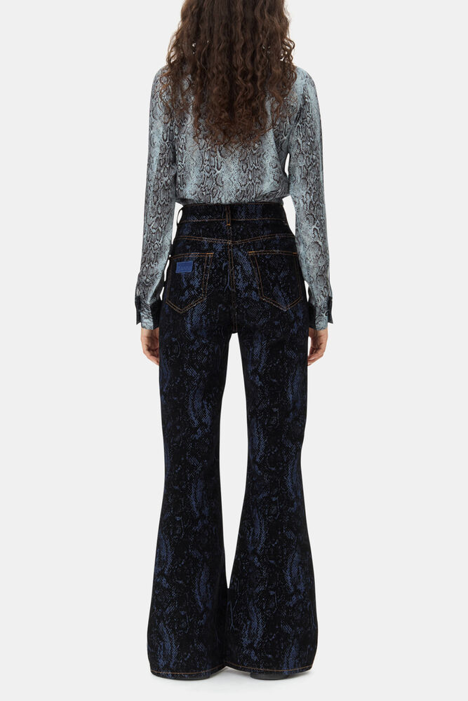 Blue Snake Printed Hemd, Celestial Blue