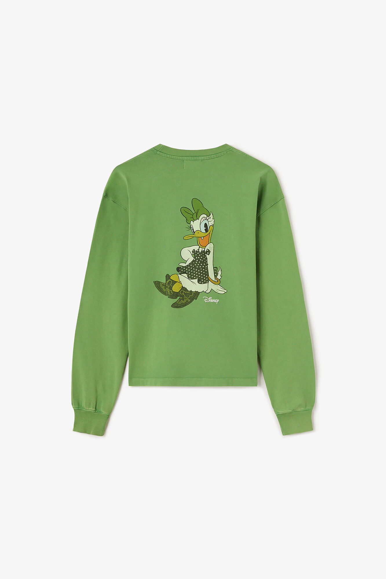 Daisy Duck Green Long-sleeve T-shirt, Organic Cotton, in colour Minced Herb - 2 - GANNI