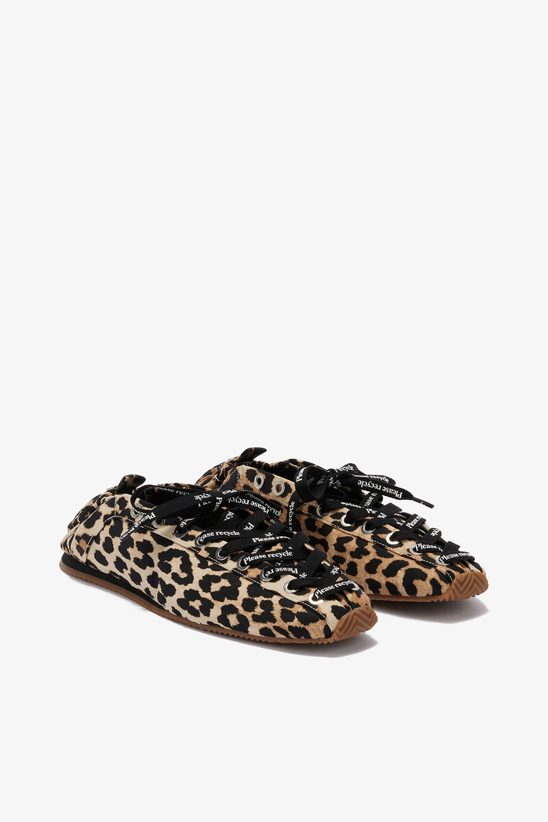 Sporty ballerinasko i leopard, Recycled Polyamide, in colour Leopard - 2 - GANNI