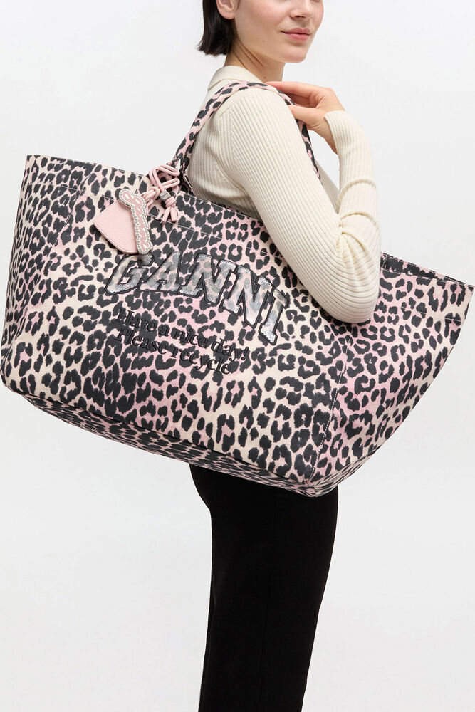 Tote XXL in Leopard Sequins, Bleached Mauve