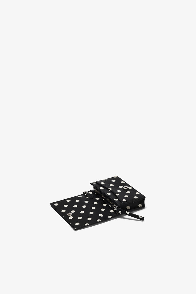Bou Card Holder with Flap and Print, Black
