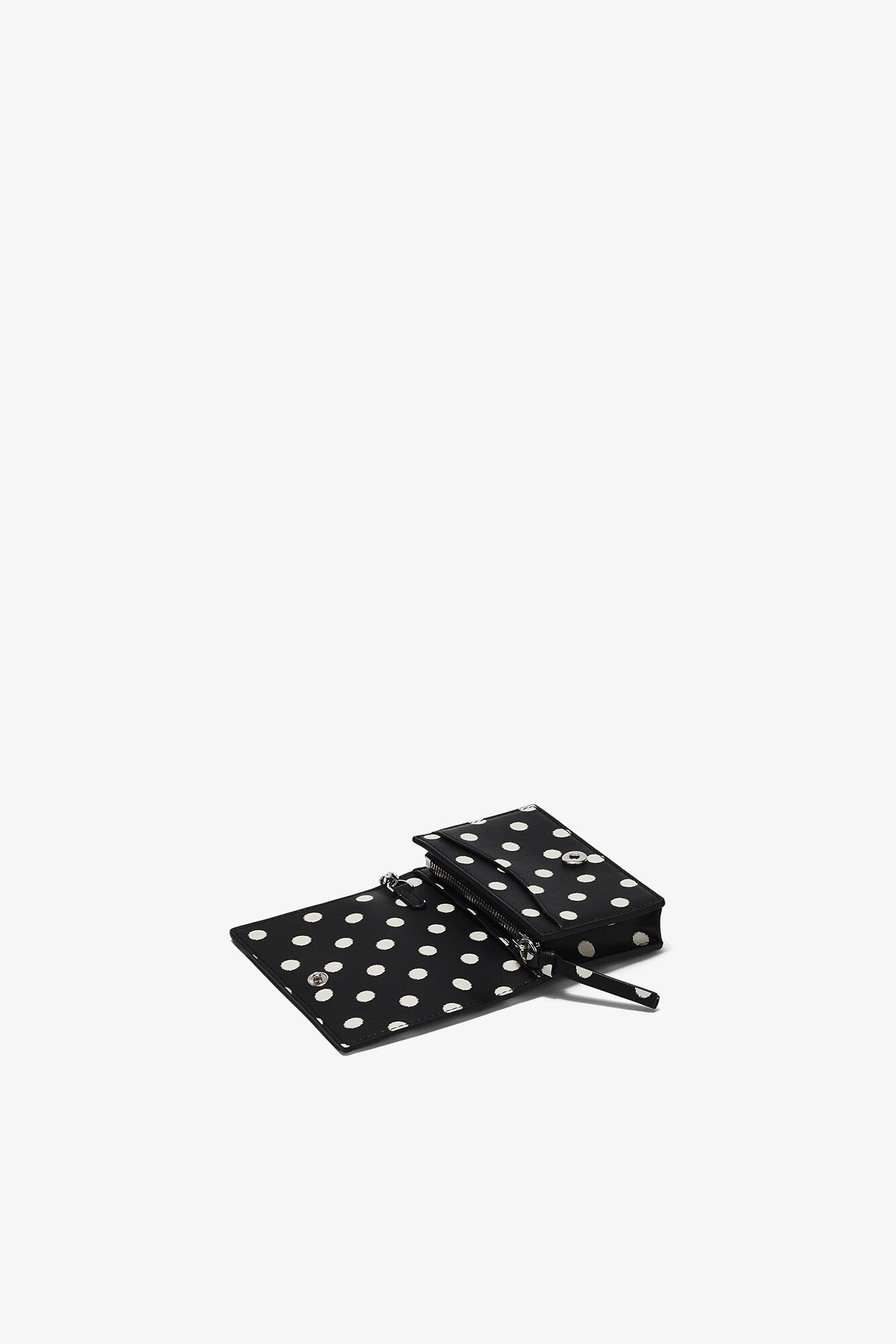 Bou Card Holder with Flap and Print, Recycled Leather, in colour Black - 3 - GANNI