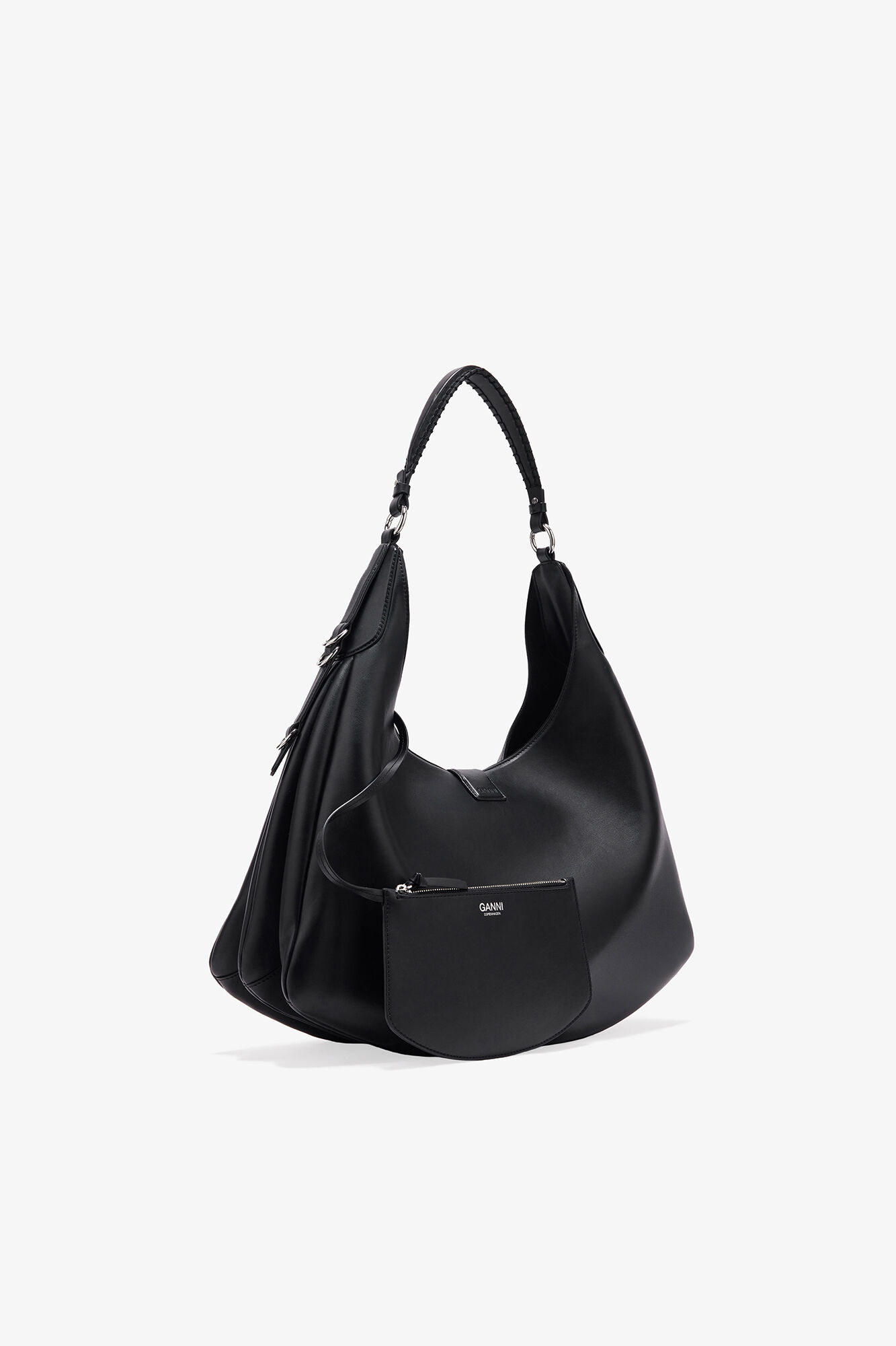 Grand sac Kat noir, Recycled Leather, in colour Black - 2 - GANNI