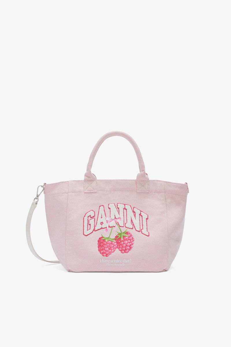 Liten toteväska i rosa, Recycled Polyester, in colour Egret - 1 - GANNI