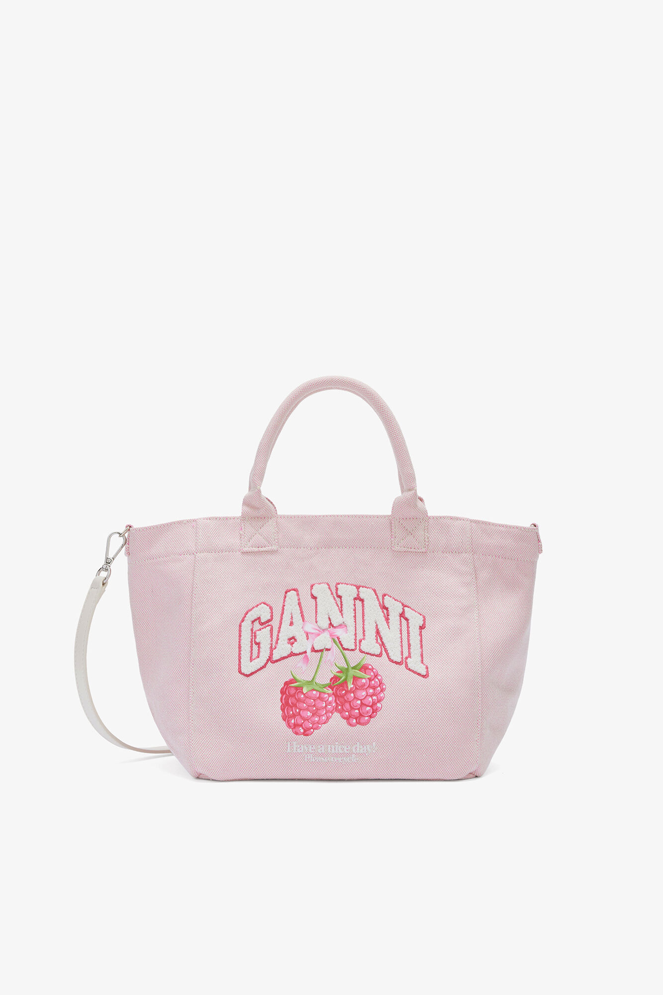 Liten toteväska i rosa, Recycled Polyester, in colour Egret - 1 - GANNI