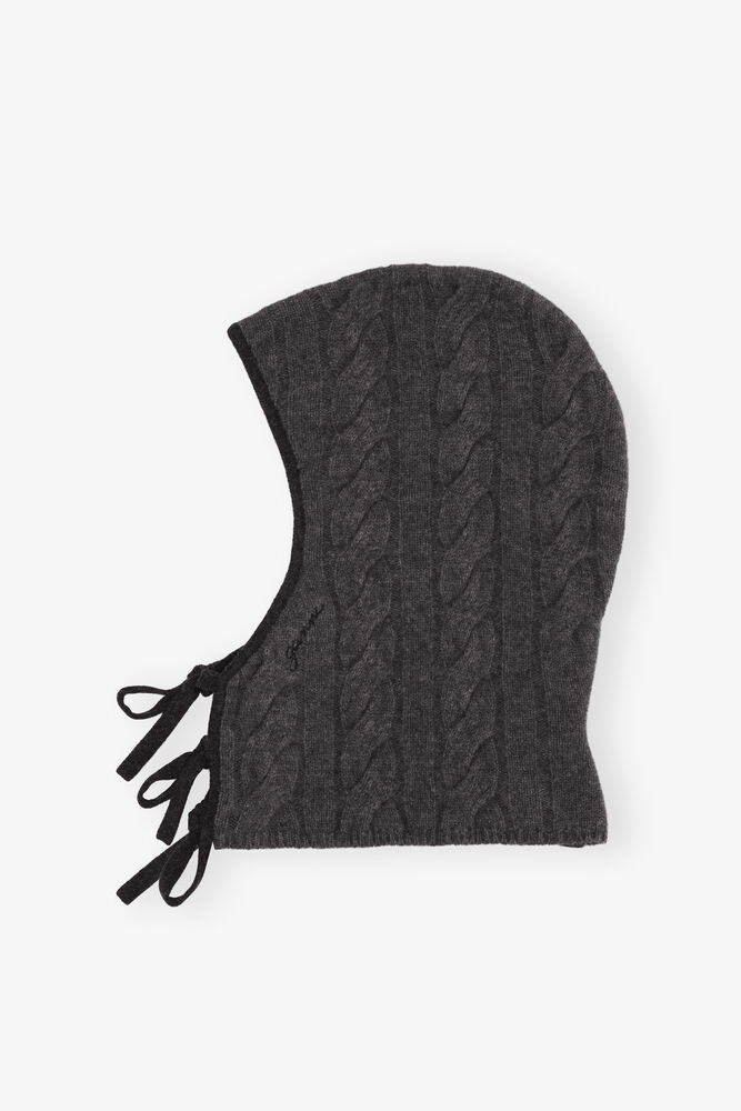 Grey and Black Cashmere Mix Balaclava, Phantom