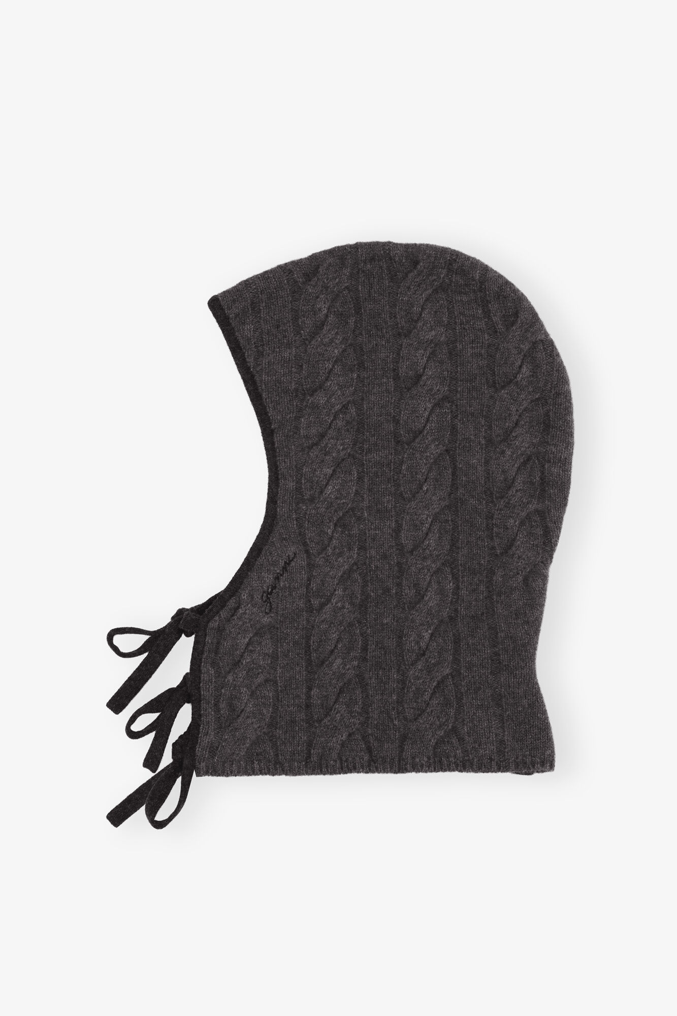 Grey and Black Cashmere Mix Balaclava, Merino Wool, in colour Phantom - 1 - GANNI