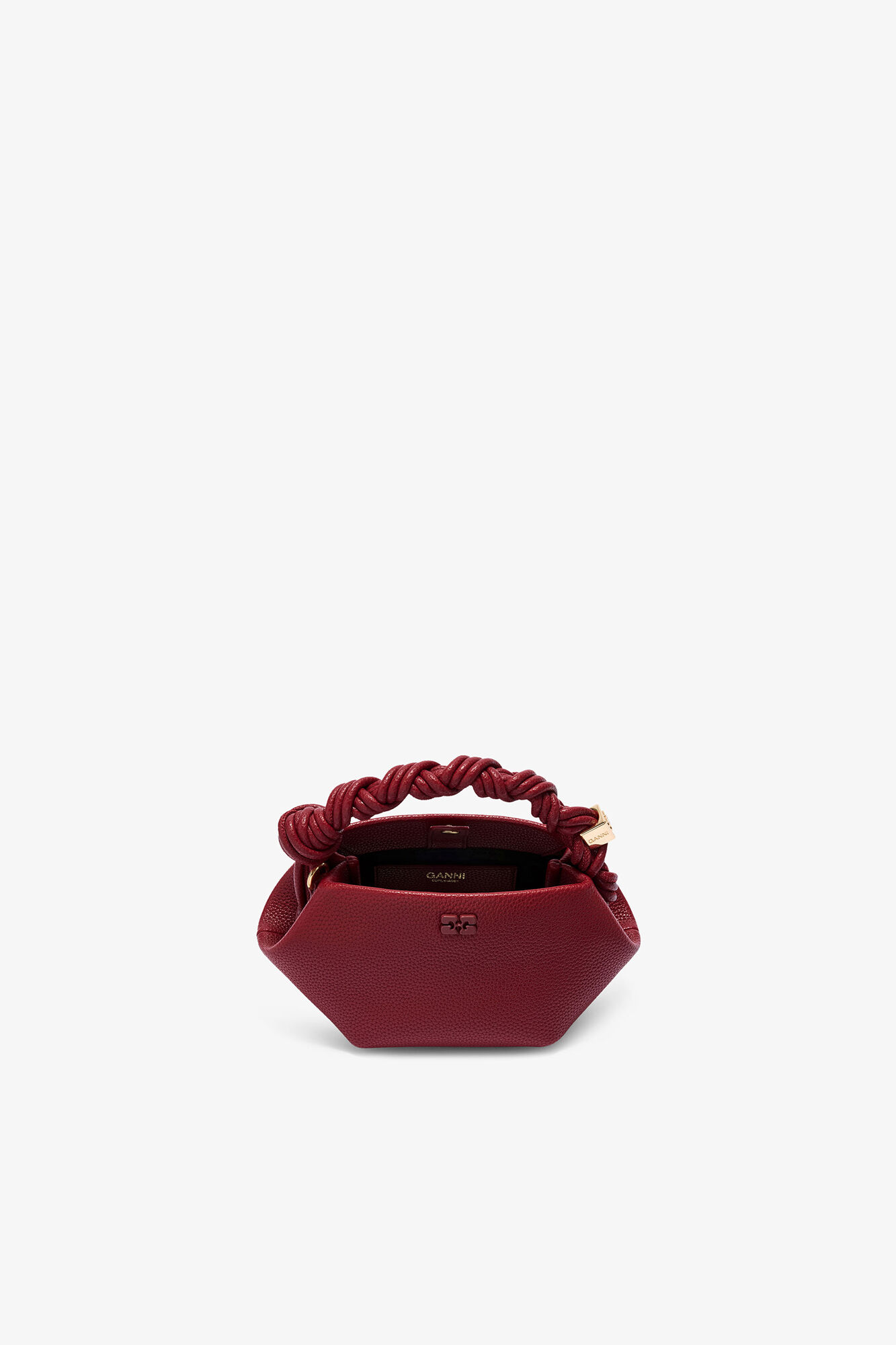 Mini Bou taske i grained rød, Recycled Polyester, in colour Red Dahlia - 3 - GANNI