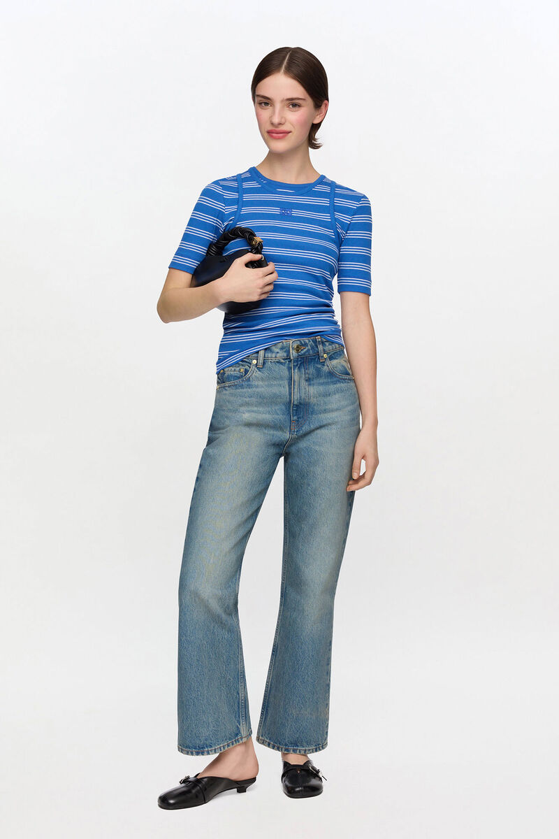 Getönte, starre Betzy-Jeans, Organic Cotton, in colour Mid Blue Vintage - 1 - GANNI