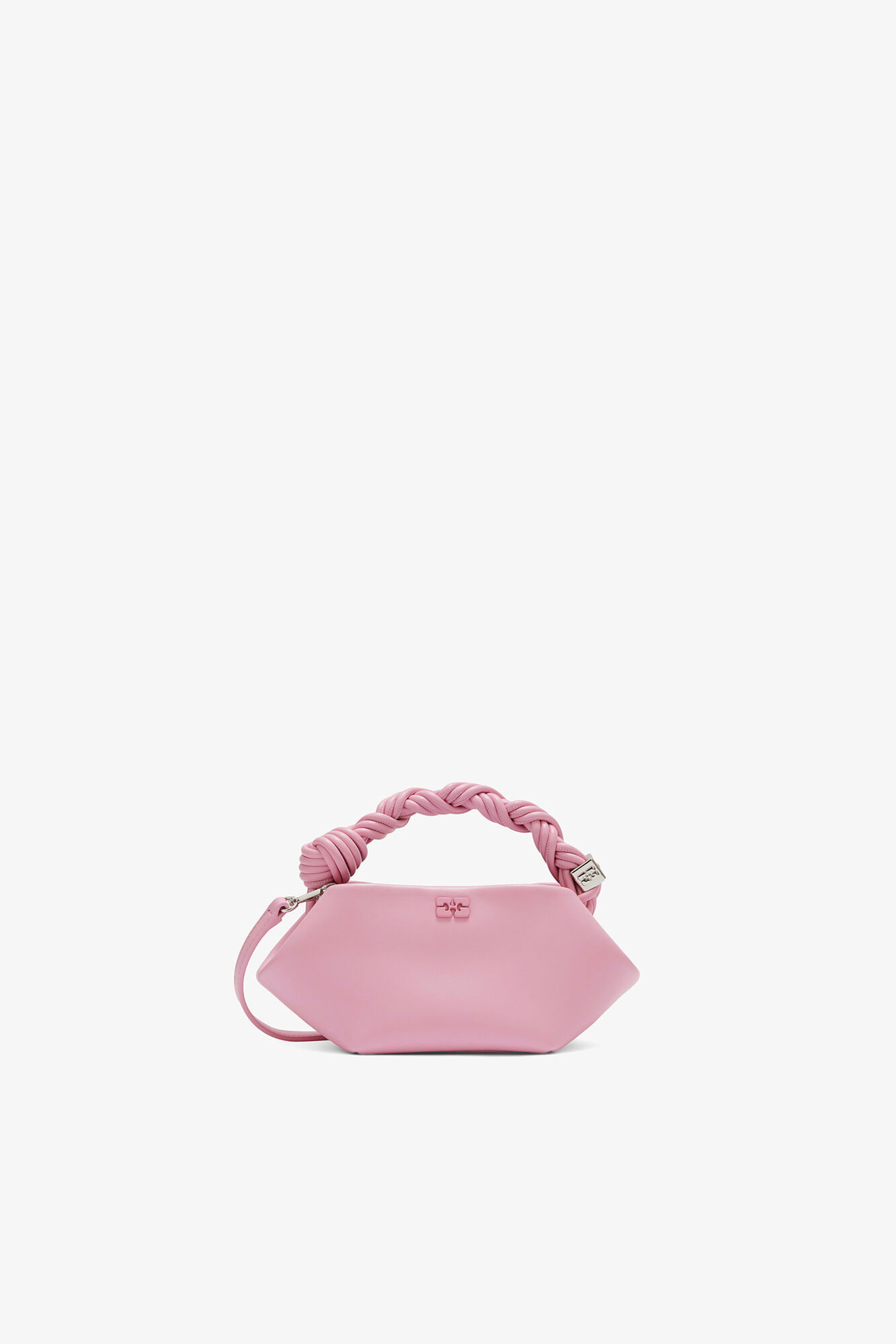 Mini Bou Bag in Pink, Recycled Leather, in colour Pink Nectar - 1 - GANNI