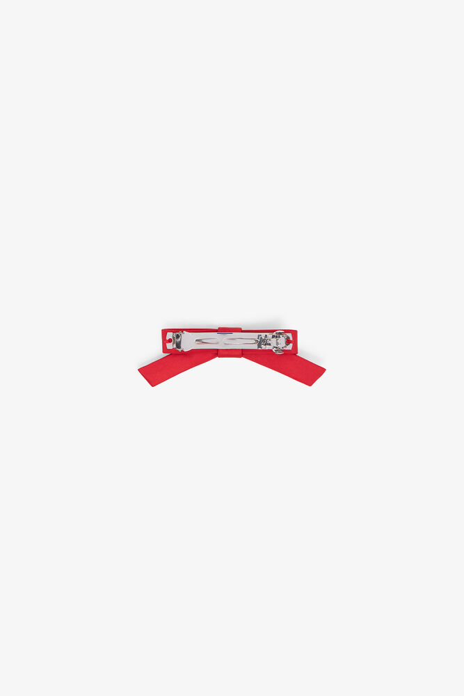 Red Eyelet Bow Barrette, Mars Red