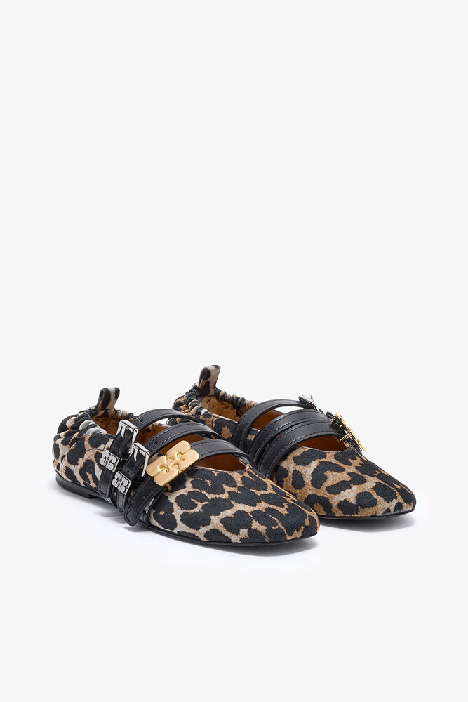 Sue Triple Ballerina in Leopard, Almond Milk