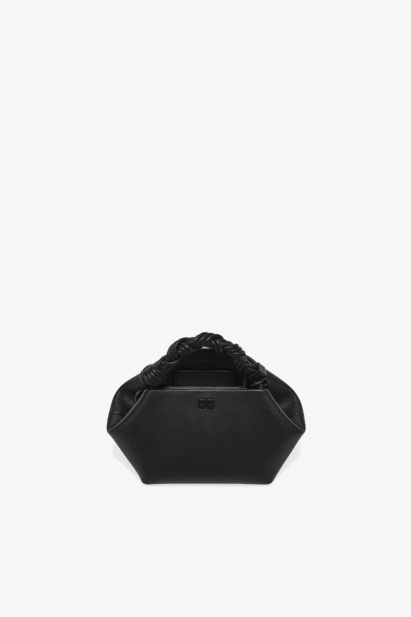 Small Bou Bag in Grained Black, Recycled Polyester, in colour Black - 3 - GANNI