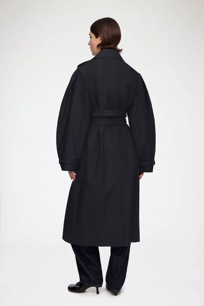Trench Coat in Double Cotton, Black