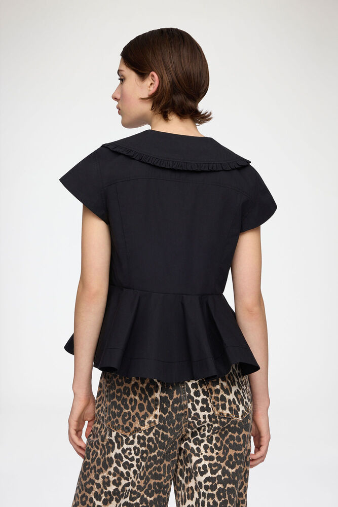 Blouse in Cotton Poplin, Black