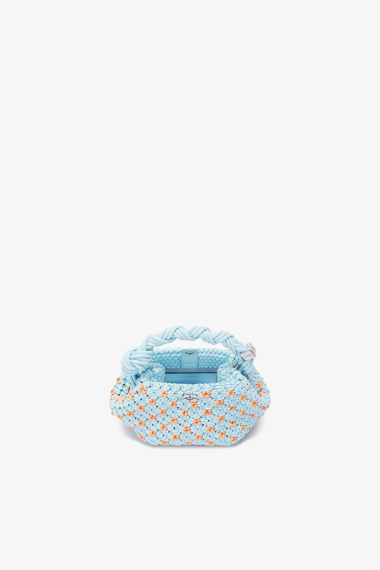 Mini Bou Bag in Braided Blue, Recycled Leather, in colour Summer Song - 3 - GANNI